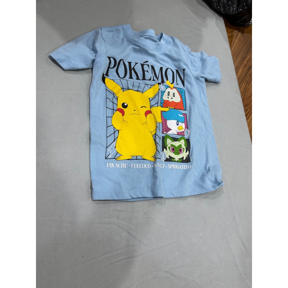 Anime Kids Pokemon Graphic T-Shirt XS 4/5 Light Blue